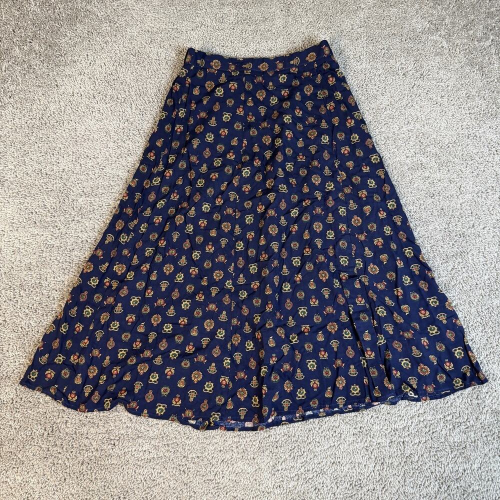 Estamy Skirt Womens 4 Blue Maxi Rayon Elastic Waist Petite Long Casual